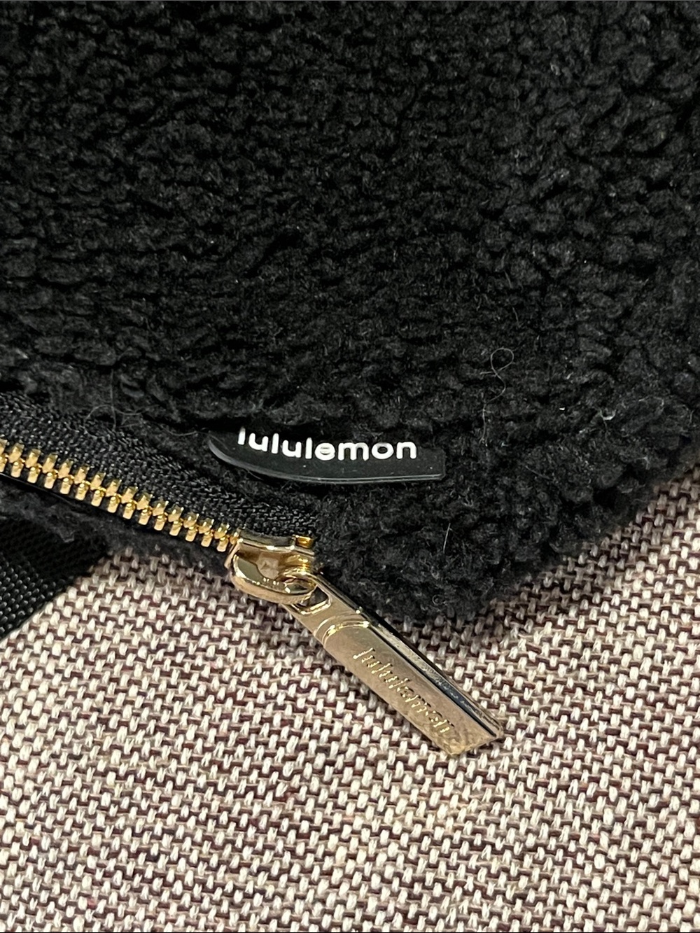 lululemon Black Sherpa Fur Crossbody Bag with Gold Hardware - Picture 2 of 8